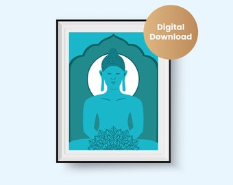 Buddha Mandala Wall Art Print, Positive Meditation Spiritual Yoga Zen Studio Asian Modern Peaceful Wall Decor Gift, Bohemian Wall Art Decor