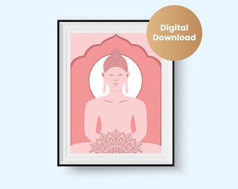 Buddha Mandala Wall Art Print, Positive Meditation Spiritual Yoga Zen Studio Asian Modern Peaceful Wall Decor Gift, Bohemian Wall Art Decor