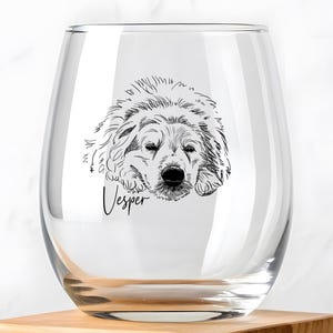 Aangepast wijnglas huisdierportret, gepersonaliseerd schetscadeau