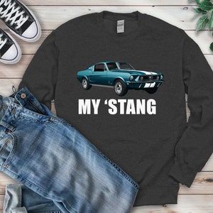 Ford Mustang Sweatshirt, Custom illustrated Car, Mustang Lover, Classic Car Tee, Love My Pony, Sport, Muscle Car, Hot Rod