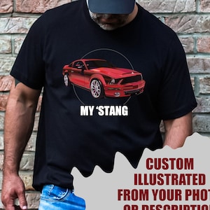 Mustang Shirt, Custom Car Tee, Hot Rod, Pony Shirt, Muscle Car, T-Shirt for Dad, Father&#39;s Day, Mustang Lover