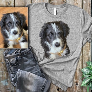 Custom Pet Shirt, Dog T-shirt, Personalized Pet Illustration on a tee, Bella Canvas 3001 t-shirt, soft and cozy, hand illustrated cat shirt