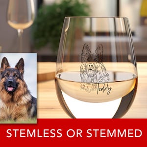 Custom Pet Wine Glass, Customized Pet Sketch, Stemless Wine Glass, Cat Portrait from Photo, Pet Lover Gift, Unique Christmas Gift for Mom