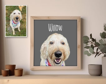 Custom pet portrait personalized, Dog Art, Custom Cat Portrait, Framed Wall Art for pet, memorial, gift, furbaby