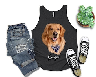 UNISEX Custom Dog Tank Top, Pet Shirt, Dog Portrait Shirt, Cat Mom, Dog Photo, Fur Baby, Gift for Dog Lover, Horse, Bird