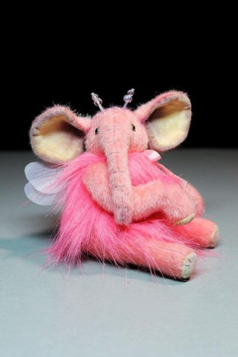 Artist teddy elephant ooak soft pink elephant with wings | Etsy