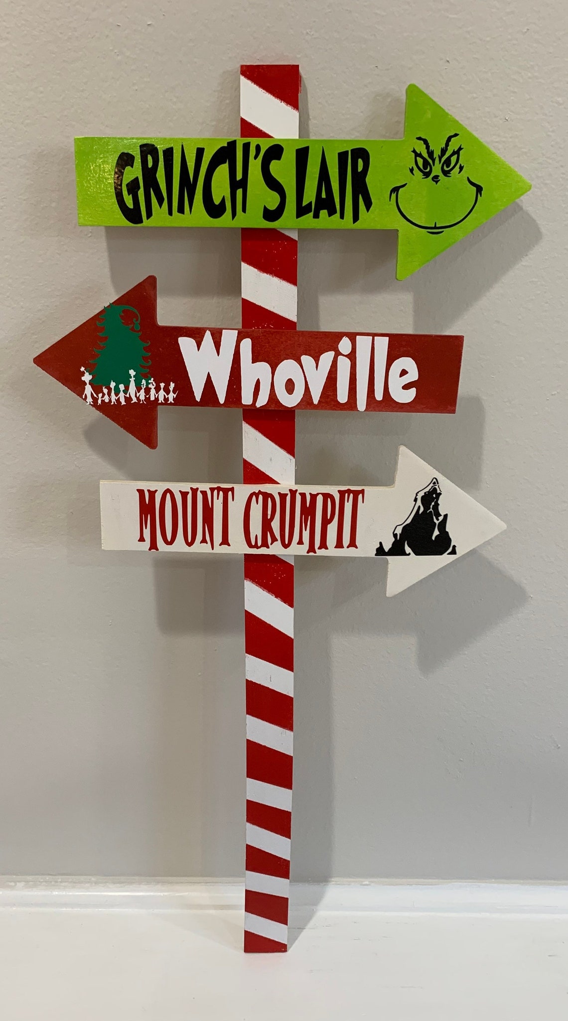 Grinch Directional Sign Grinchs Lair Whoville and Etsy