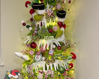 Grinch Stuck in Christmas Tree Kit – 7.5ft Pre-lit Bent Tree With