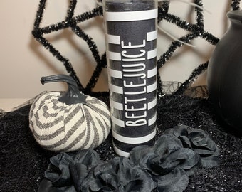 Beetlejuice Halloween candle