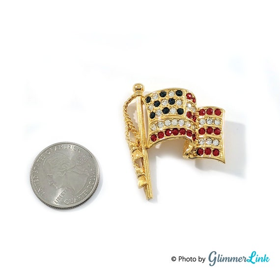 Vintage 1990s NAPIER Waving US Flag Brooch - image 2