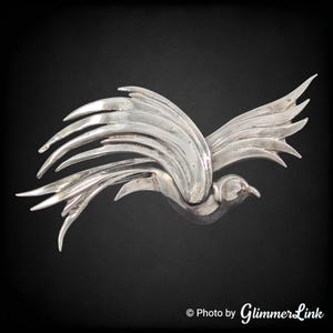 Vintage Bird In Flight 925 Sterling Silver Avian Open Wings Brooch Pin