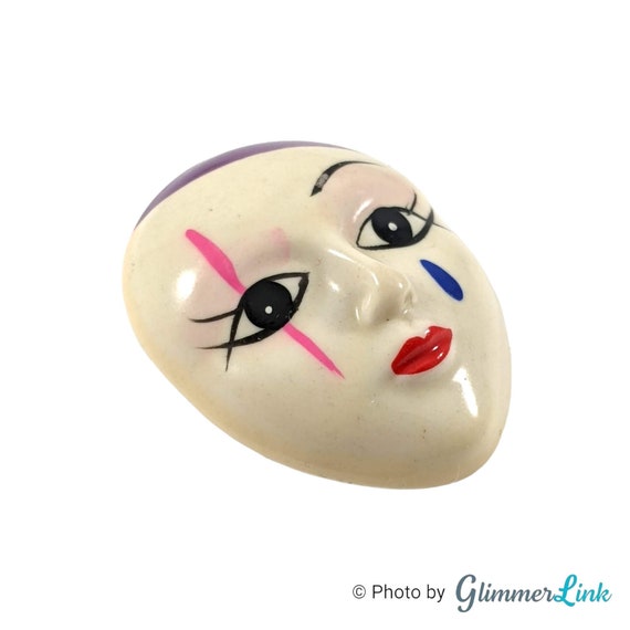 Vintage Colorful Feminine Theatrical Mime Mask Re… - image 3