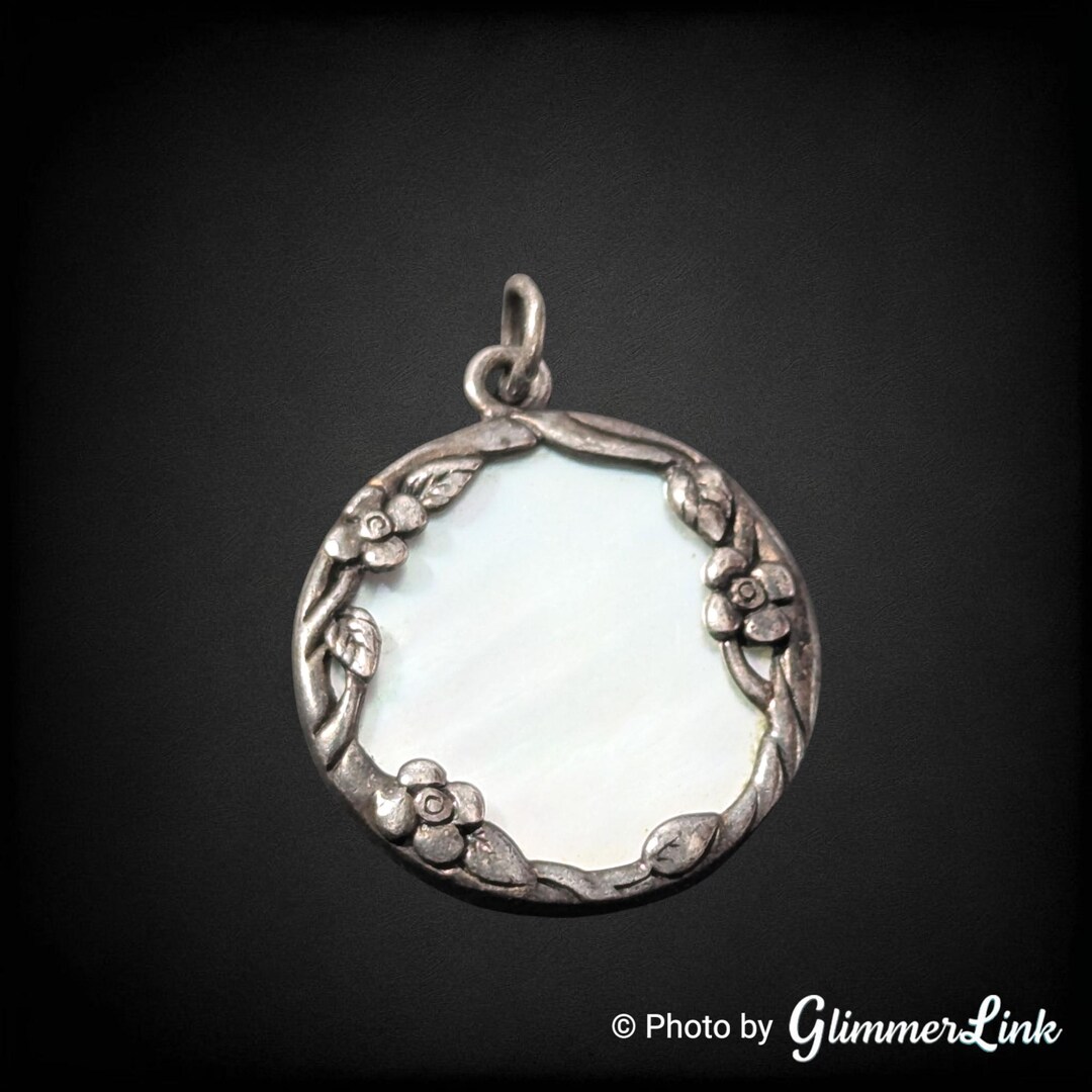 Vintage Sterling Silver 925 Mother of Pearl Pendant – Floral Art ...