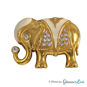 Vintage KJL Kenneth Jay Lane For Avon Enamel Rhinestone Elephant Brooch Pendant