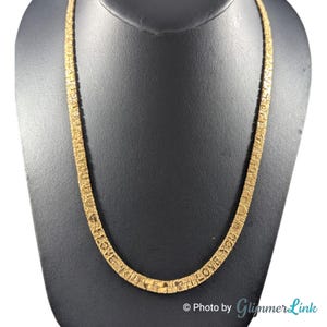 Vintage I Love You Heart Nugget Style Flat Gold Plated Chain Necklace