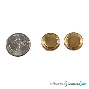 Vintage Round Elegant Gold Tone Unisex Button Covers, Button Cuffs Set of 2 image 2