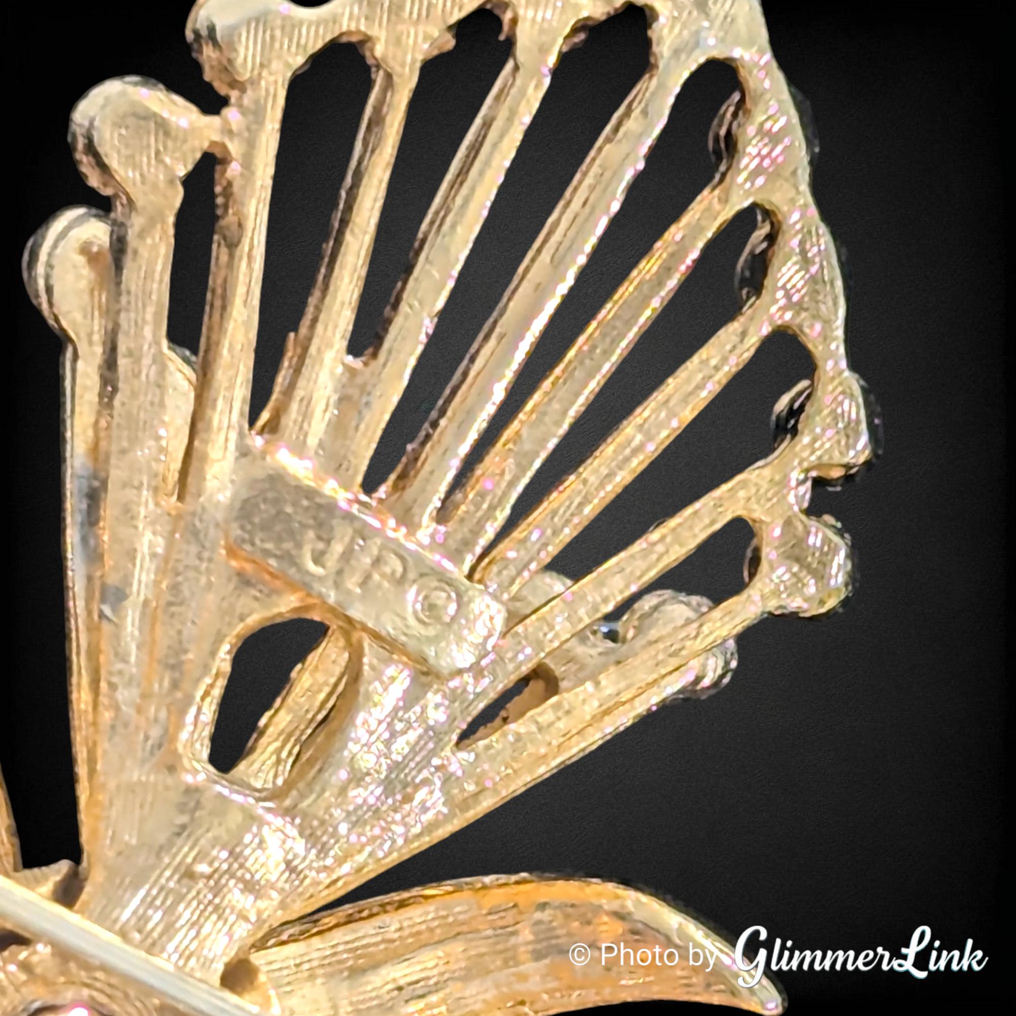 Vintage Signed JP Openwork Maltese Cross Faux Pearl Rhinestones Gold ...