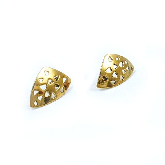 Vintage Monet Triangular Pierced Earrings - image 3