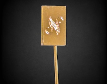 Vintage Gold Tone N Monogram Stick Pin Engraved Initial Lapel