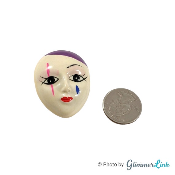 Vintage Colorful Feminine Theatrical Mime Mask Re… - image 4