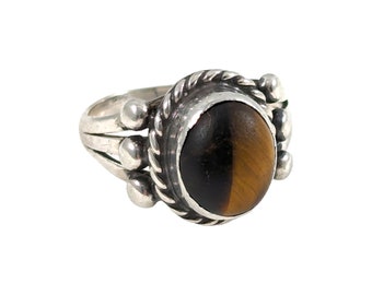 Vintage Tiger’s Eye Sterling Silver Ring Size 5.25