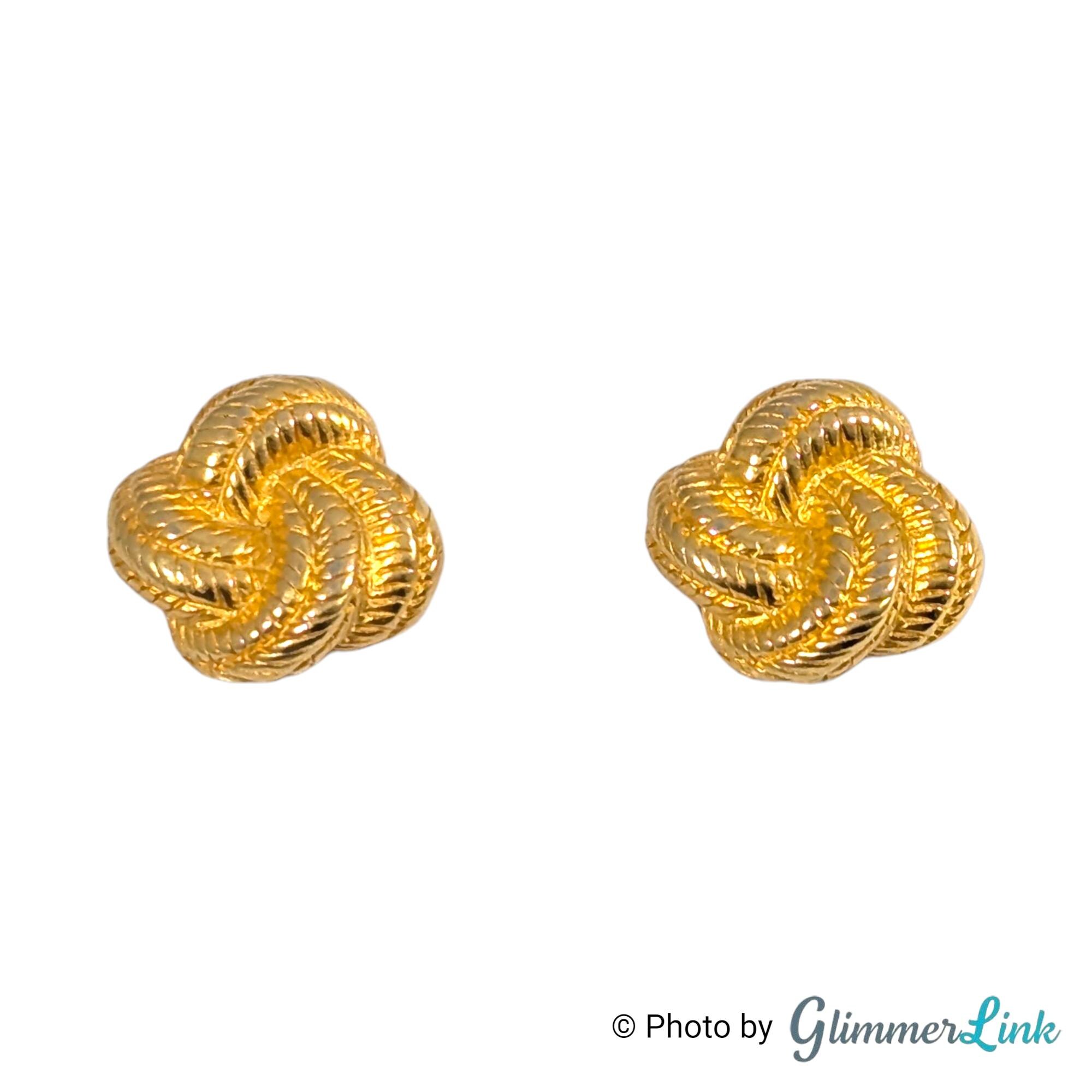 Vintage Carolee Knot Gold Tone Textured Clip on Earrings - Etsy display picture 3