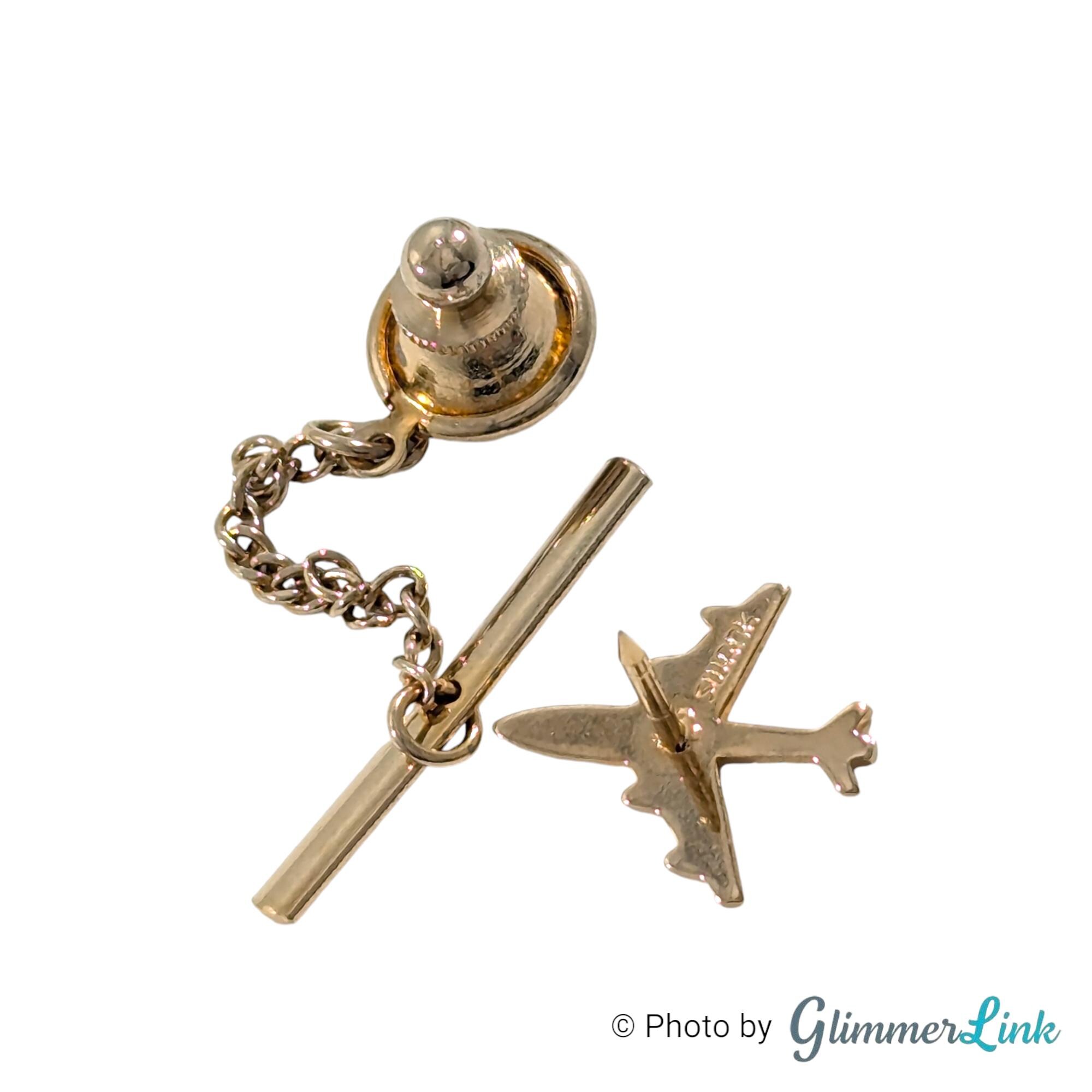 Lot Boutons De Manchette + Pince à Cravate Vintage Swank - Fausses Perles Ton Or - Occasion Rétro