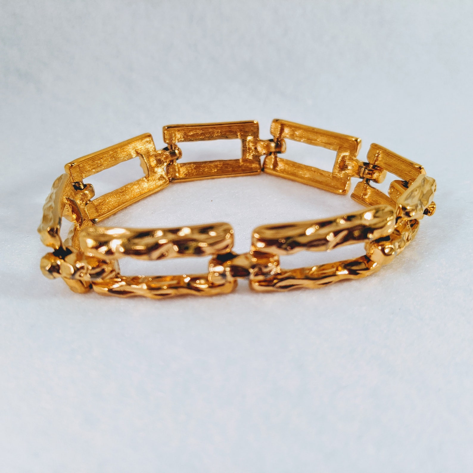 Vintage Monet Gold Tone Rectangle Links Bracelet | Etsy