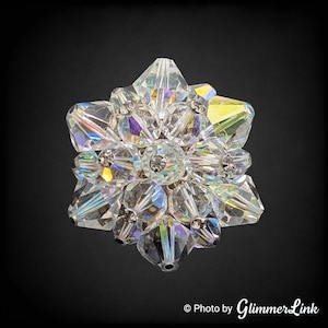 Vintage 50s Aurora Borealis Glass Bead Starburst Cluster Brooch Pin