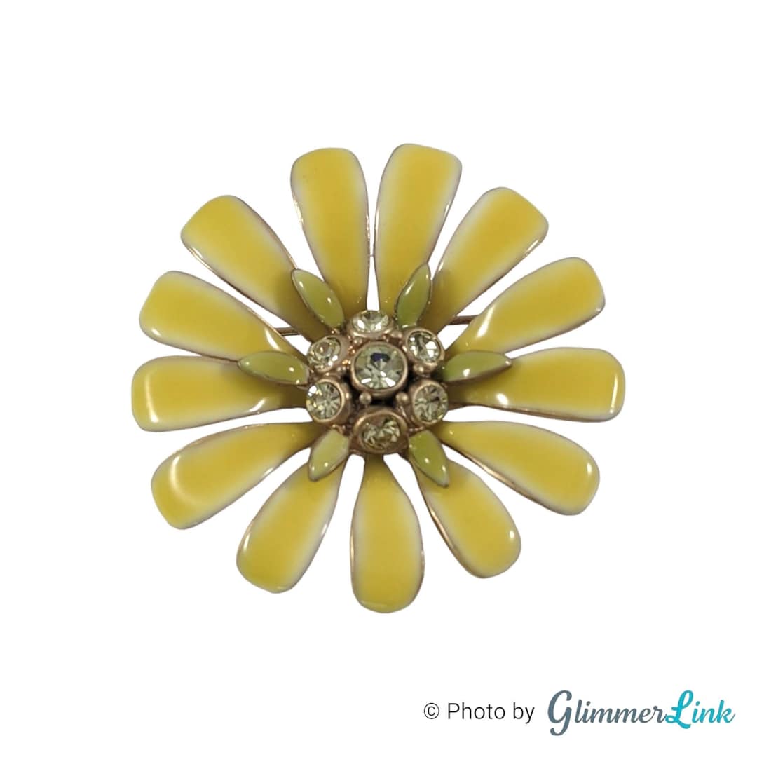 Vintage Talbots Yellow & Lime Green Daisy Flower Gold Tone Etsy
