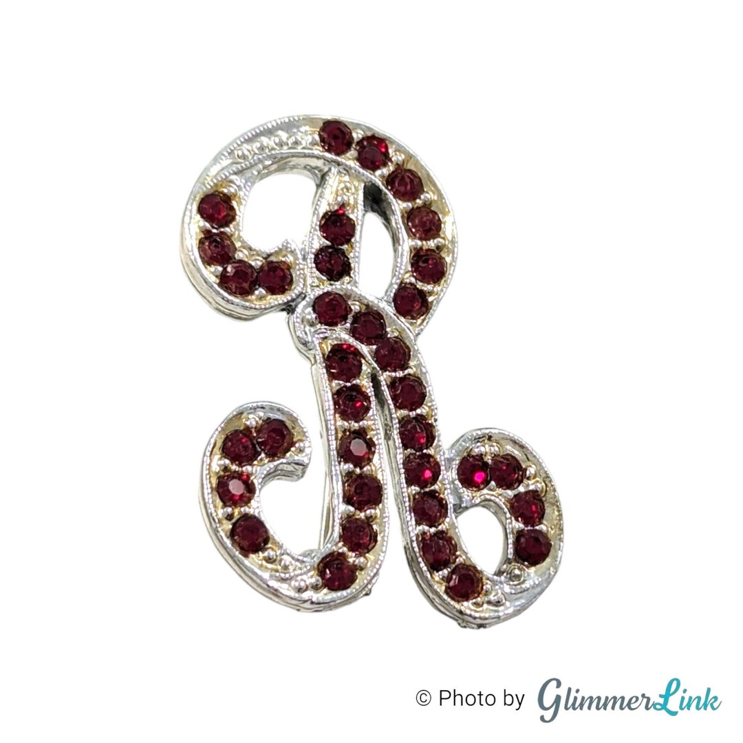 Vintage Letter R Initial Red Rhinestone Silver Tone Unisex Brooch - Etsy