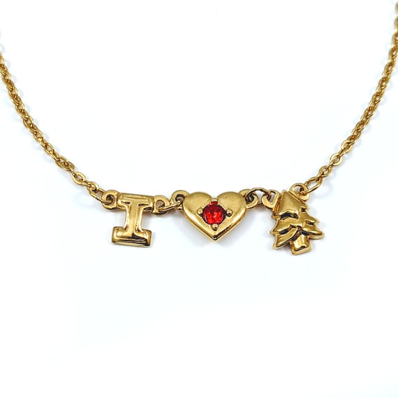 Vintage 1990s Avon I Love Christmas Gold Tone Red… - image 3