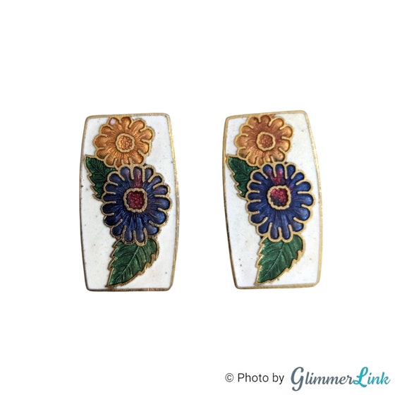 Boucles D'oreilles Anciennes Plaqué Or Fleur Lucite Art Déco - Puces, Occasion