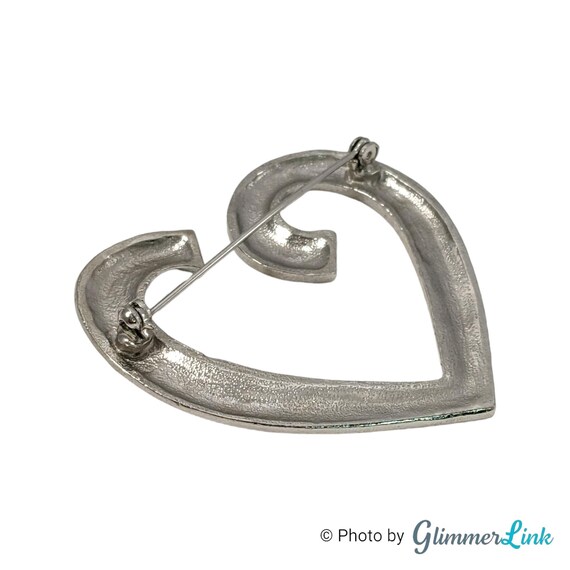 Vintage Floating Open Heart Scroll Silver Tone Br… - image 6