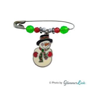 Vintage Snowman Dangle Beaded Christmas Holidays Silver Tone Pin