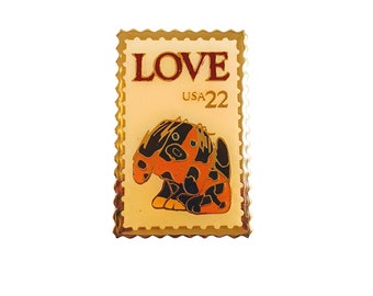 Vintage 1980s USPS 22 Cents Love Puppy Stamp Pin, Collectible Memorabilia, Lapel Pin, Tie Tack