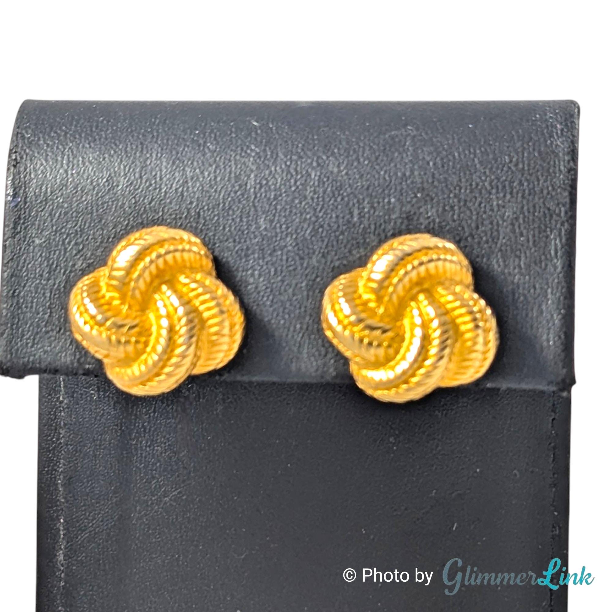 Vintage Carolee Knot Gold Tone Textured Clip on Earrings - Etsy display picture 1