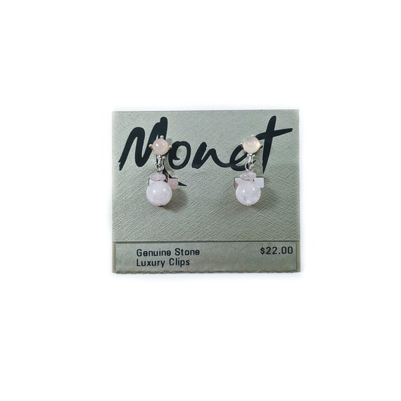 Vintage Monet Genuine Stone Pink and Silver Tone … - image 9
