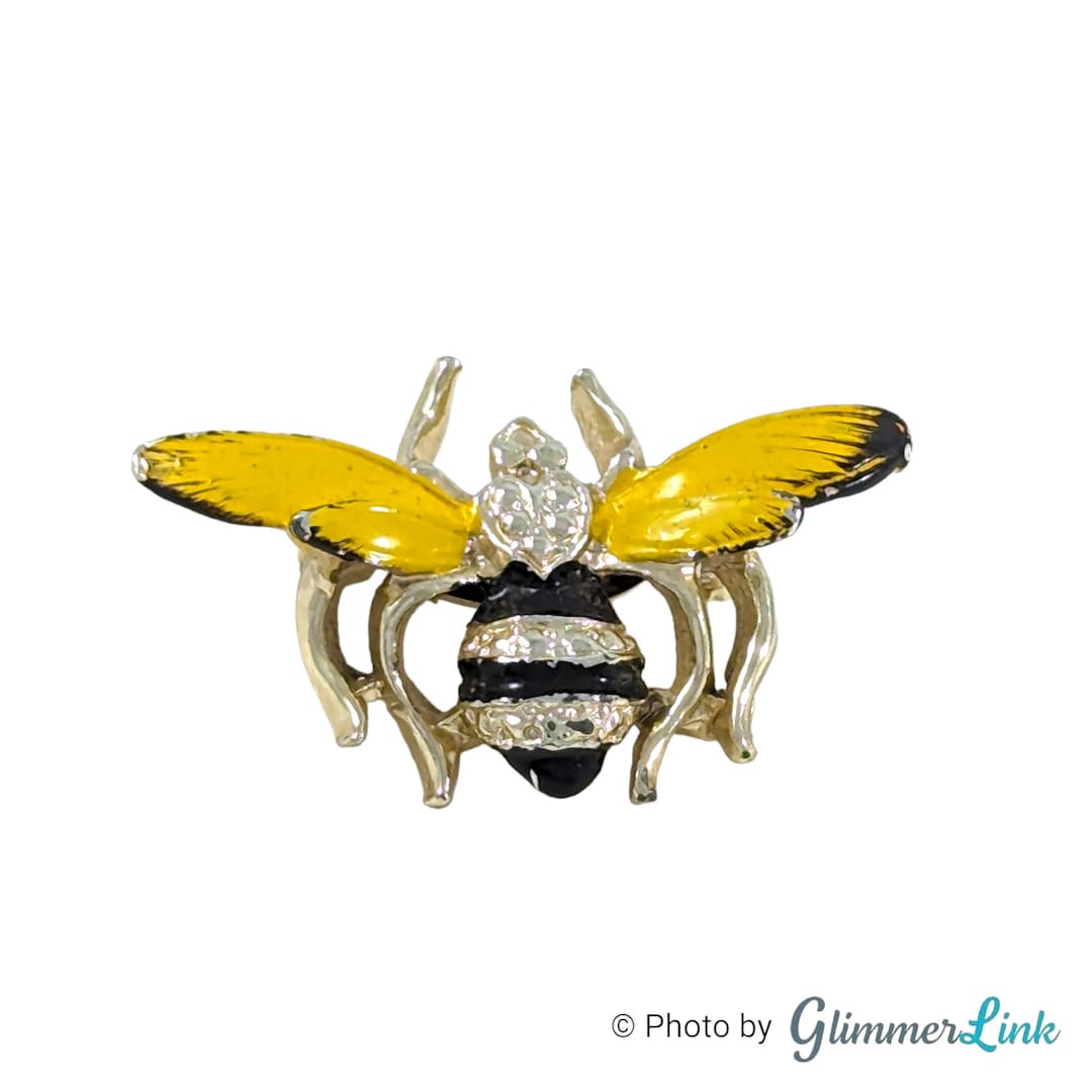 Vintage Gerry's Bumble Bee Yellow Black Enamel Small Gold Tone
