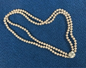 Vintage Dual Strand Faux Pearl Necklace