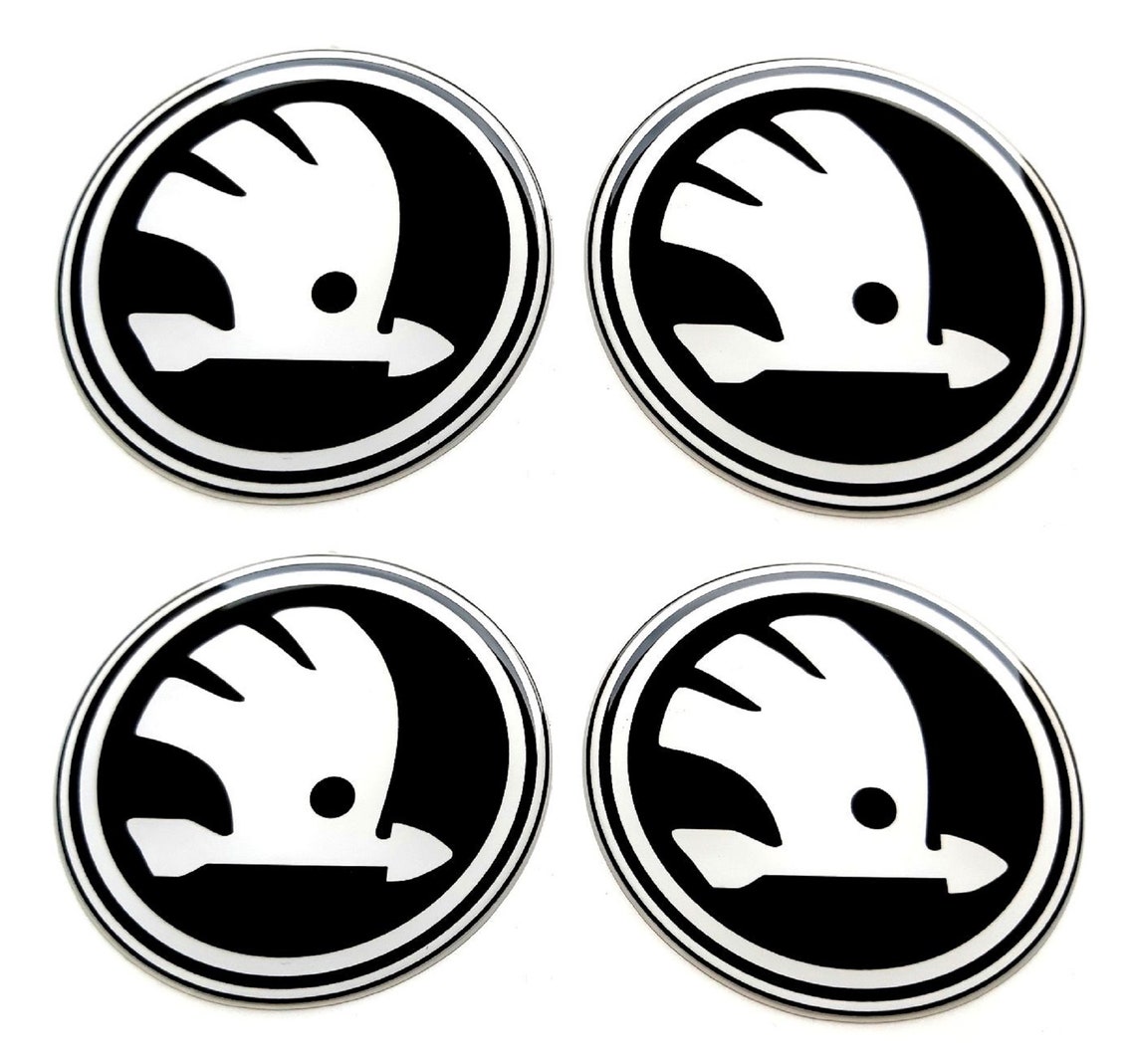 Biomar Labs Radkappen Aufkleber 55mm - 3D Silikon Weiß Glänzend 4 Stück