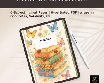 iPad Digital Notebook | 6-Subject Hyperlinked Planner (PDF Download)