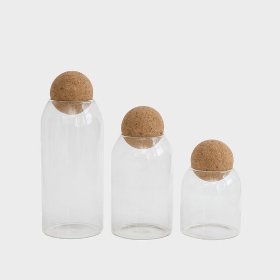 Cork Ball Lid Glass Jars Refillable Ecofriendly Storage Etsy UK