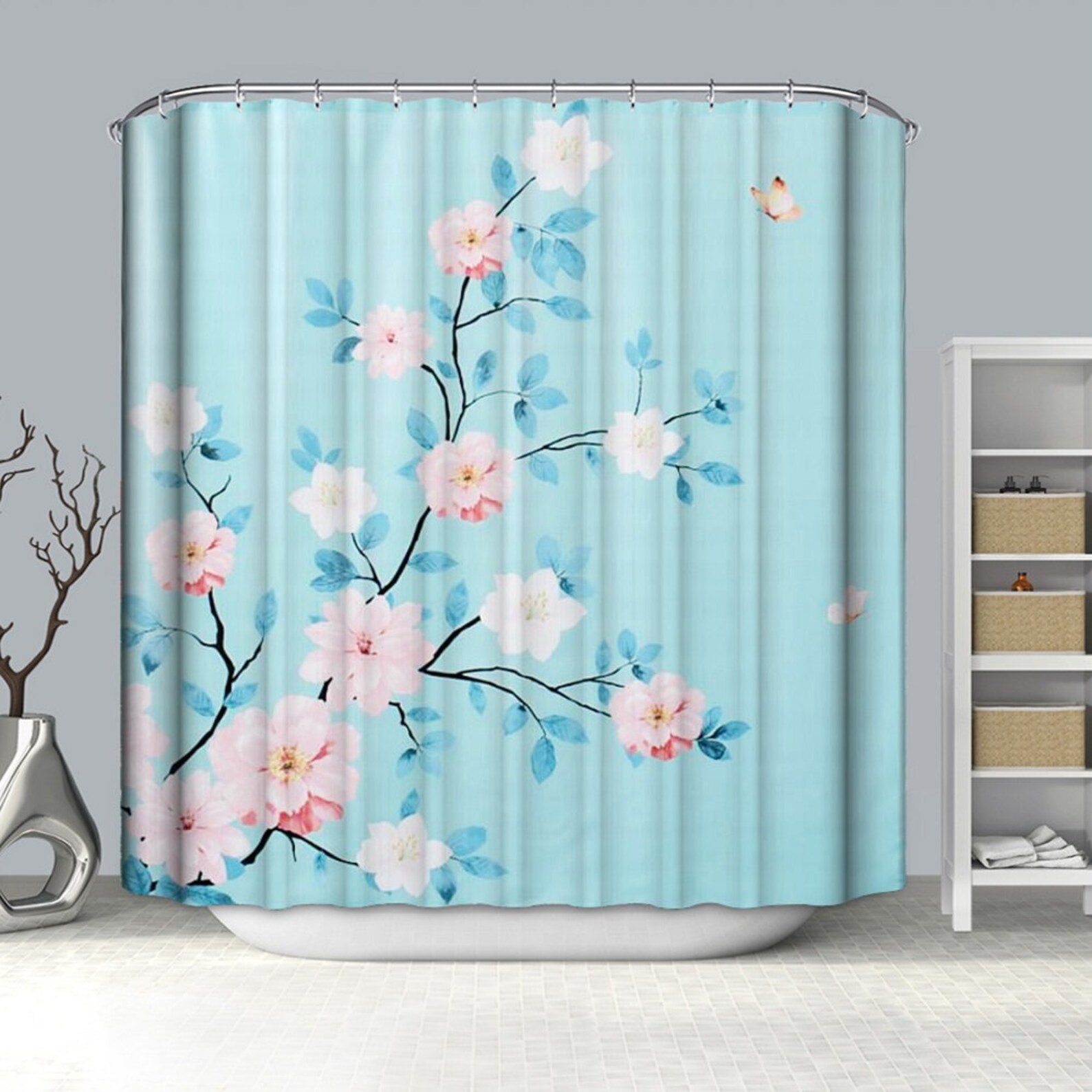 Fancy Garden Rose Fabric Shower Curtain 70 X 72 Made Etsy