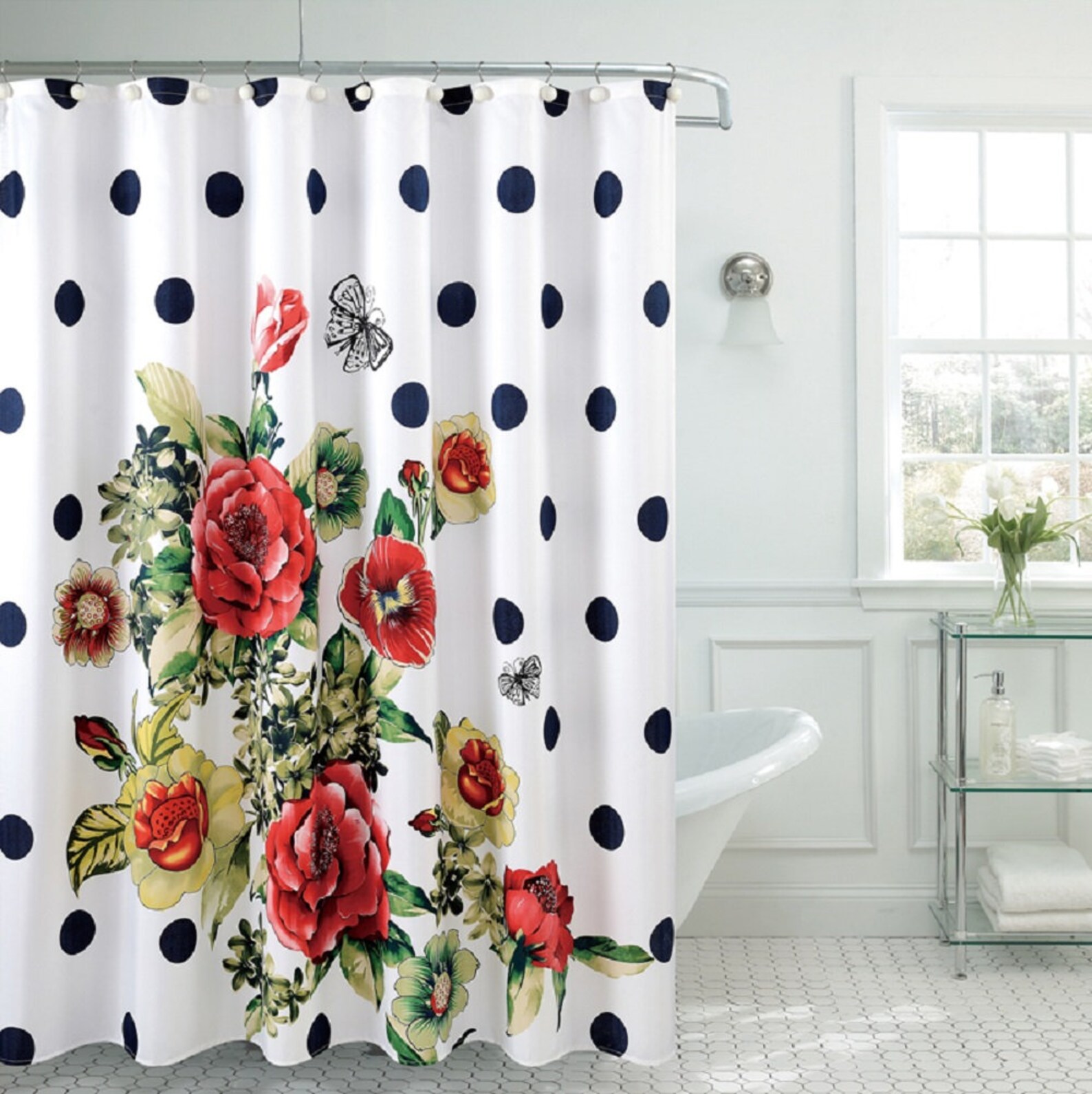 Fancy Garden Rose Fabric Shower Curtain 70 X 72 Made Etsy