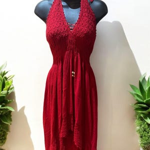 Halter short front/long back, beach dress, summer unique cotton dress, white dress