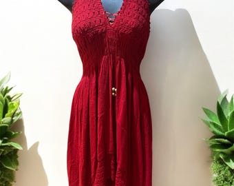 Vestido playero corto por delante y largo por detrás, vestido de algodón único de verano, vestido blanco