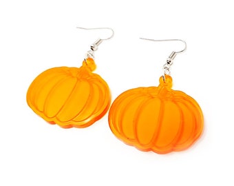 Pumpkin Dangle Earrings | Sterling Silver, Stainless Steel, or Clip On