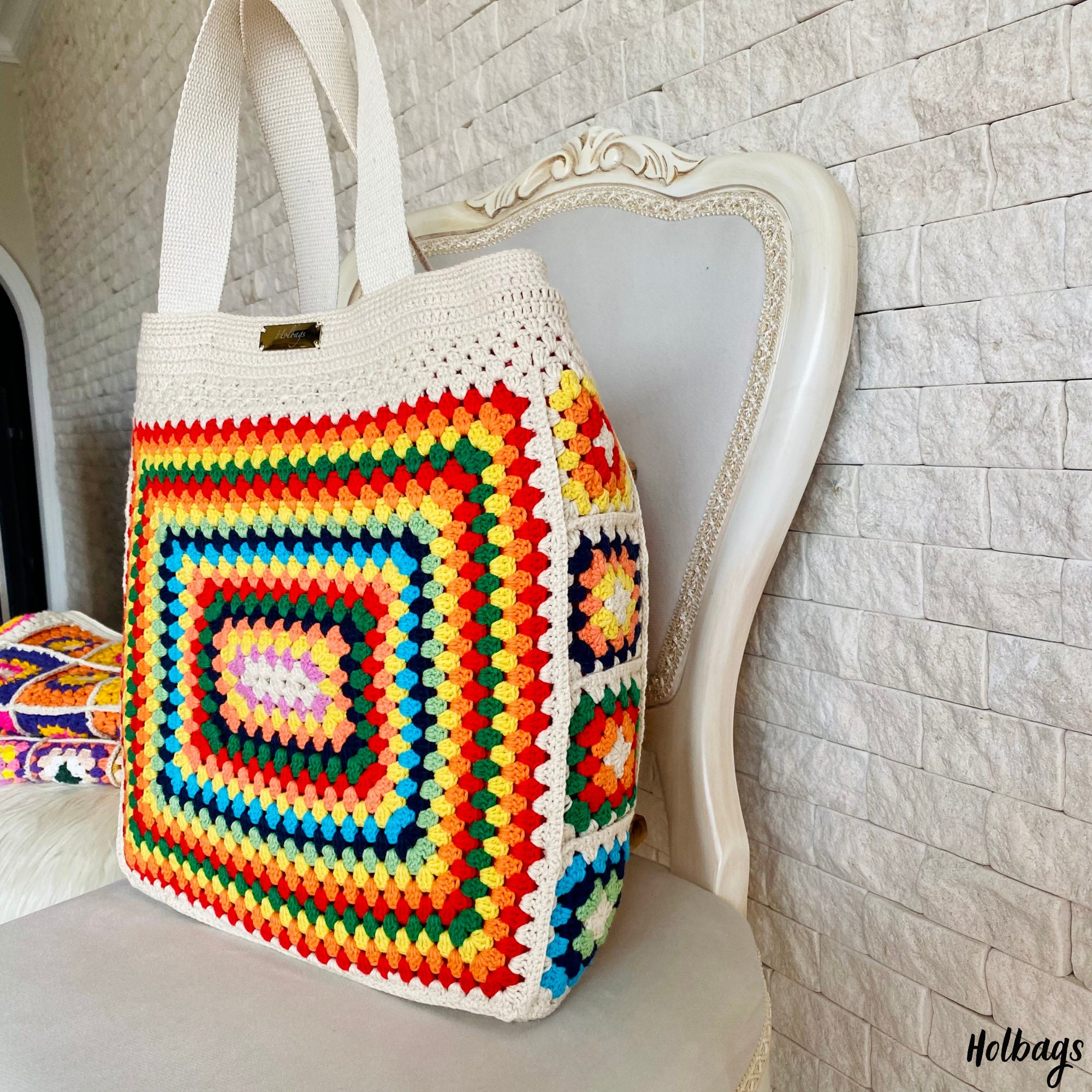 Granny Square Bag Boho Bag Granny Square Crochet Bag - Etsy