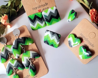 Aromantic Handmade Polymerclay Accessories (Pride Drop Earrings,Studs and pins.)